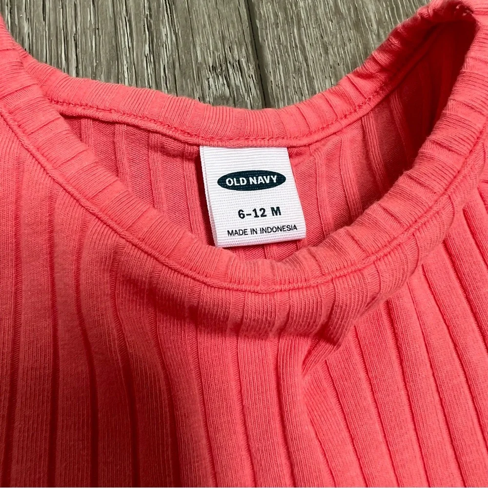OLD NAVY SHORT SLEEVE RIBBED DRESS CORAL 6-12MO